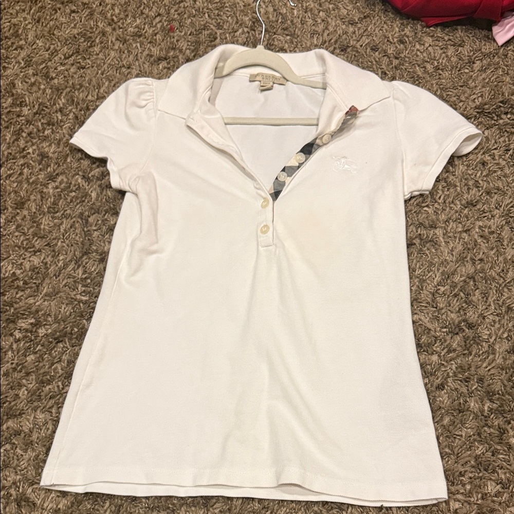 Burberry Cream Polo with Check Accent